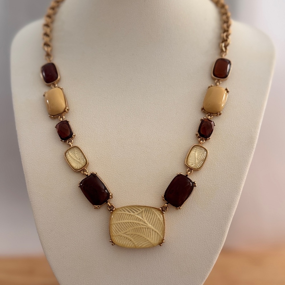 Gold and Brown Necklace with large pendant